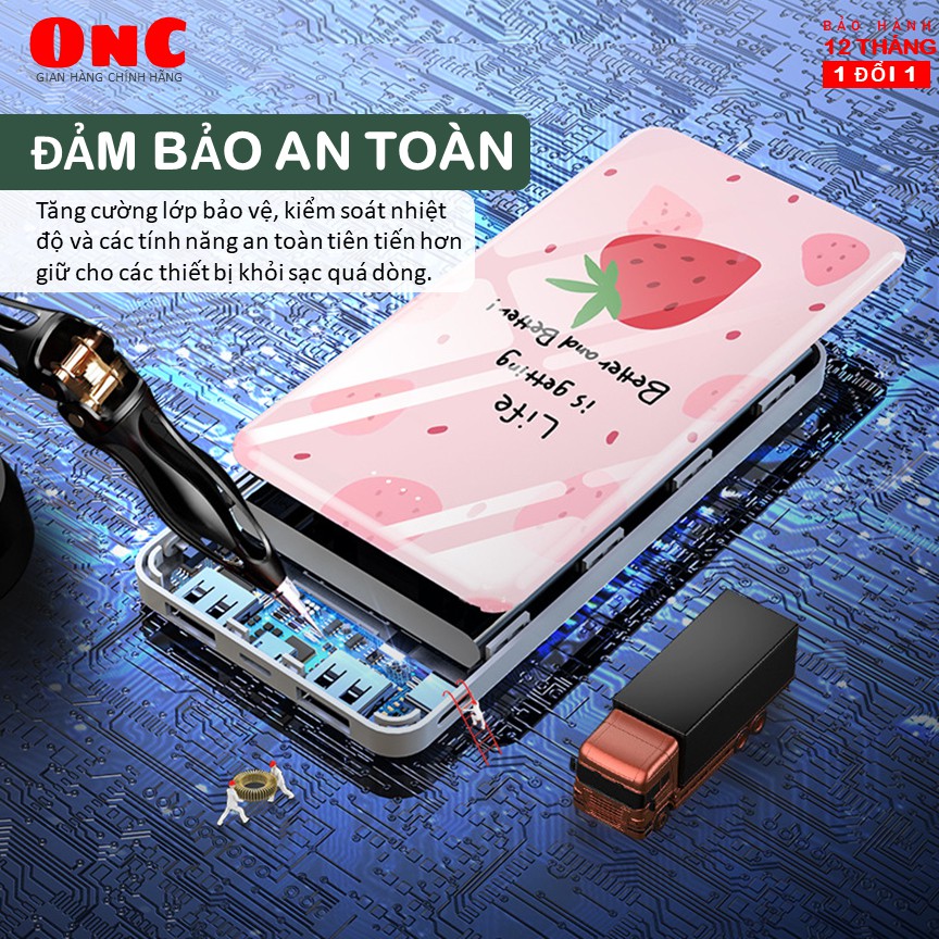 Sạc dự phòng in hình siêu cute 10000mAh ONC Simple Scale - Bảo hành 12 tháng