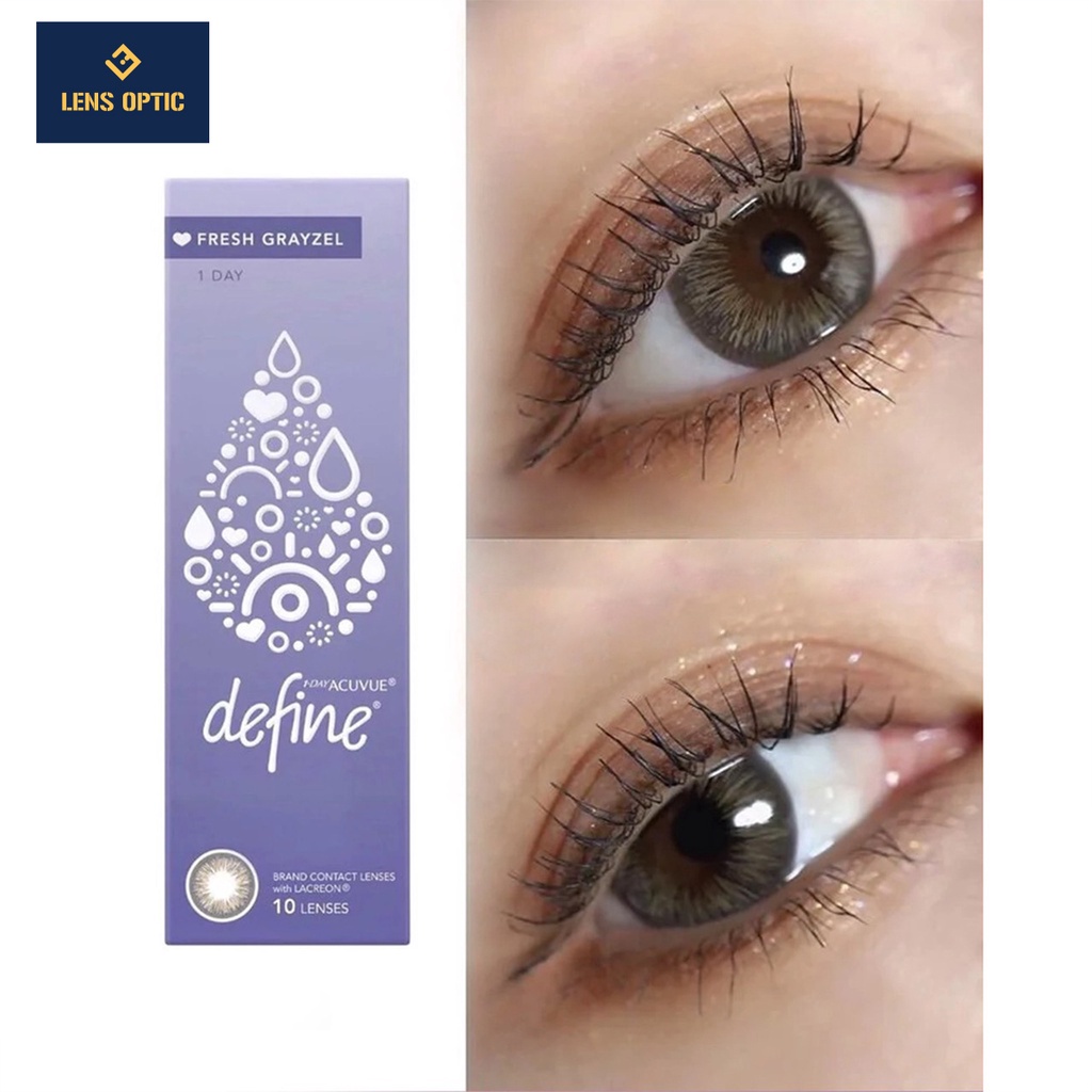 Kính áp tròng 1 ngày ACUVUE Define Fresh Grayzel màu xám có độ cho mắt cận - Lens Optic