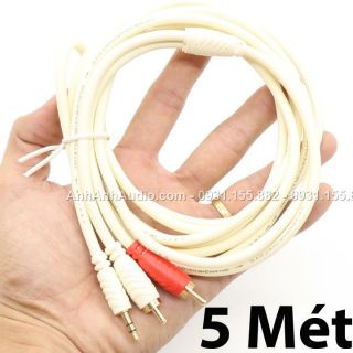 Dây tín hiệu 3ly ra 2 hoa sen 5 mét , 01 sợi dây tín hiệu trắng dẻo