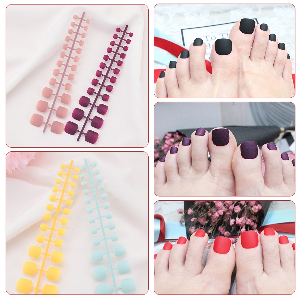 [Hàng mới về] Móng chân giả màu trơn hợp thời trang độc đáo