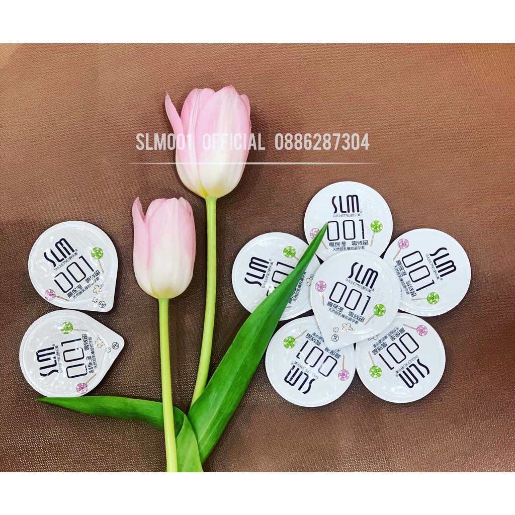 03 Bao cao su SLM 001 siêu mỏng🍀freeship🍀BCS kéo dài thời gian