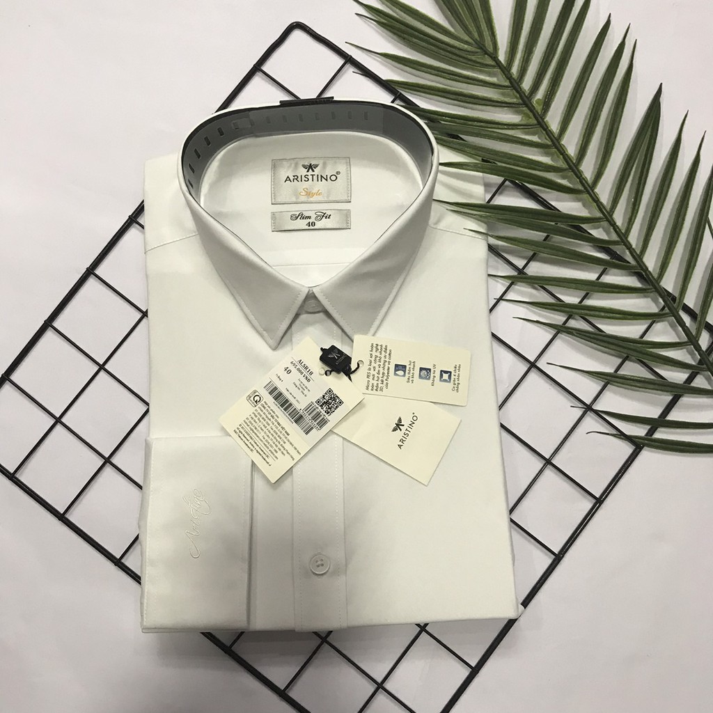 Áo sơ mi nam dài tay trắng trơn ARISTINO sang trọng lịch lãm Alsr18- slim
