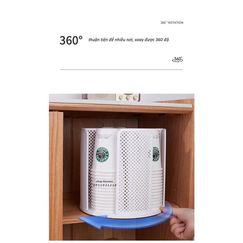 Khay đựng cốc xoay 360 độ đa năng nhựa ABS cao cấp