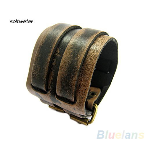 Vòng tay giả da bản to phong cách cổ điển dành cho nam