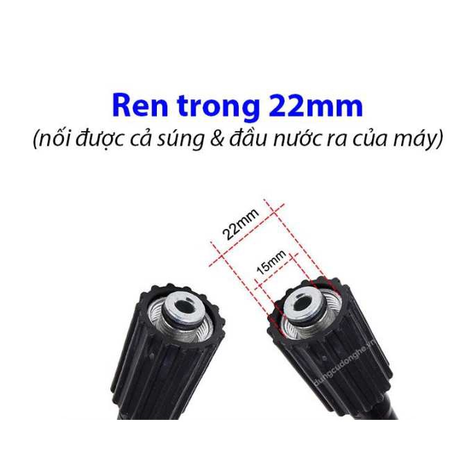 Dây rửa xe 10m kèm đầu nối ren 22mm