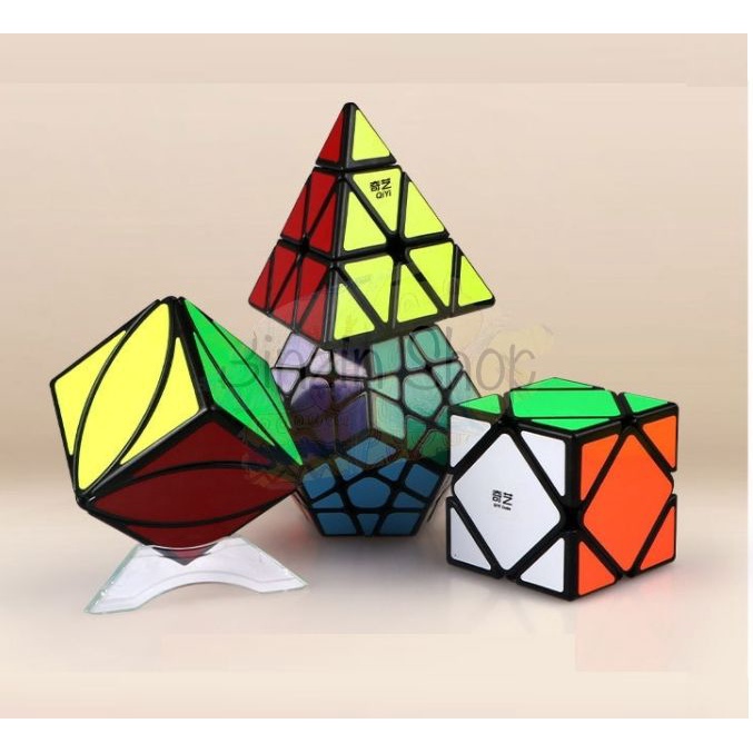 Combo 4 rubik biến thể Qiyi - Rubik Skewb, Ivy, Pyraminx, Megaminx