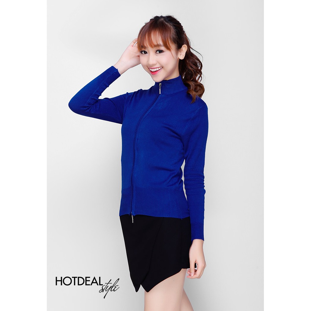 Áo Khoát len cổ trụ dây kéo đôi | BigBuy360 - bigbuy360.vn