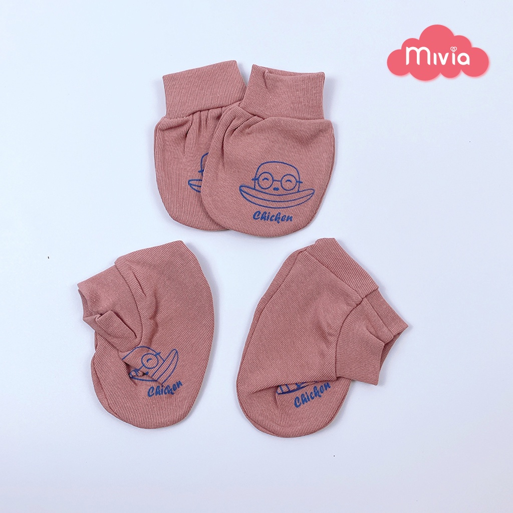 Bao tay bao chân cho bé sơ sinh, set bao tay chân cho bé Cotton