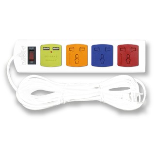 Ổ Cắm Điện 3 ổ 3 chấu ROBOT + USB (Có Nắp Che) - MULTI 3S3UC