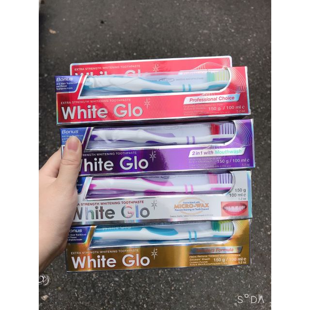 Kem đánh răng White Glo các màu 150ml ( tặng kèm bàn chải đánh răng)