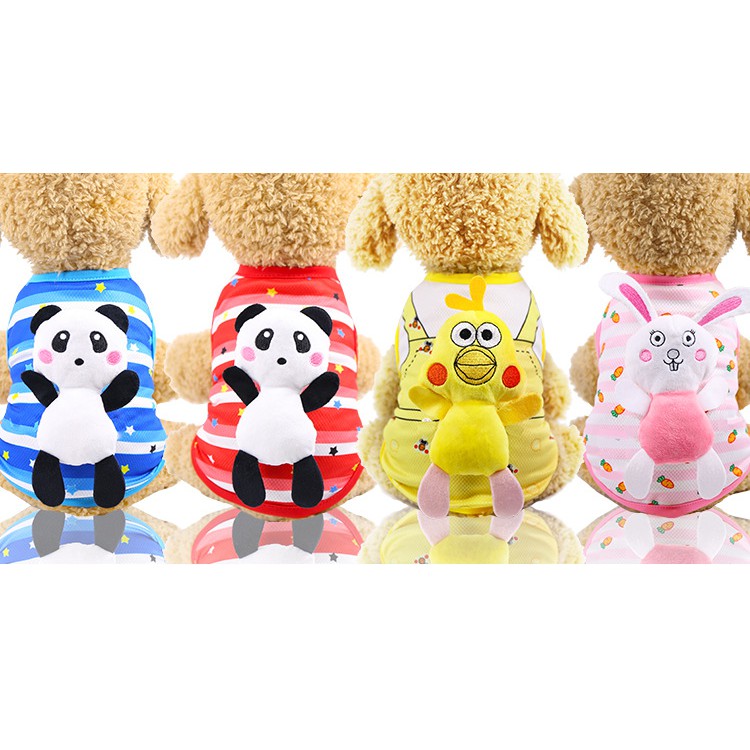 Quần áo hè cho chó mèo, áo hè lưng thú bông siêu cute
