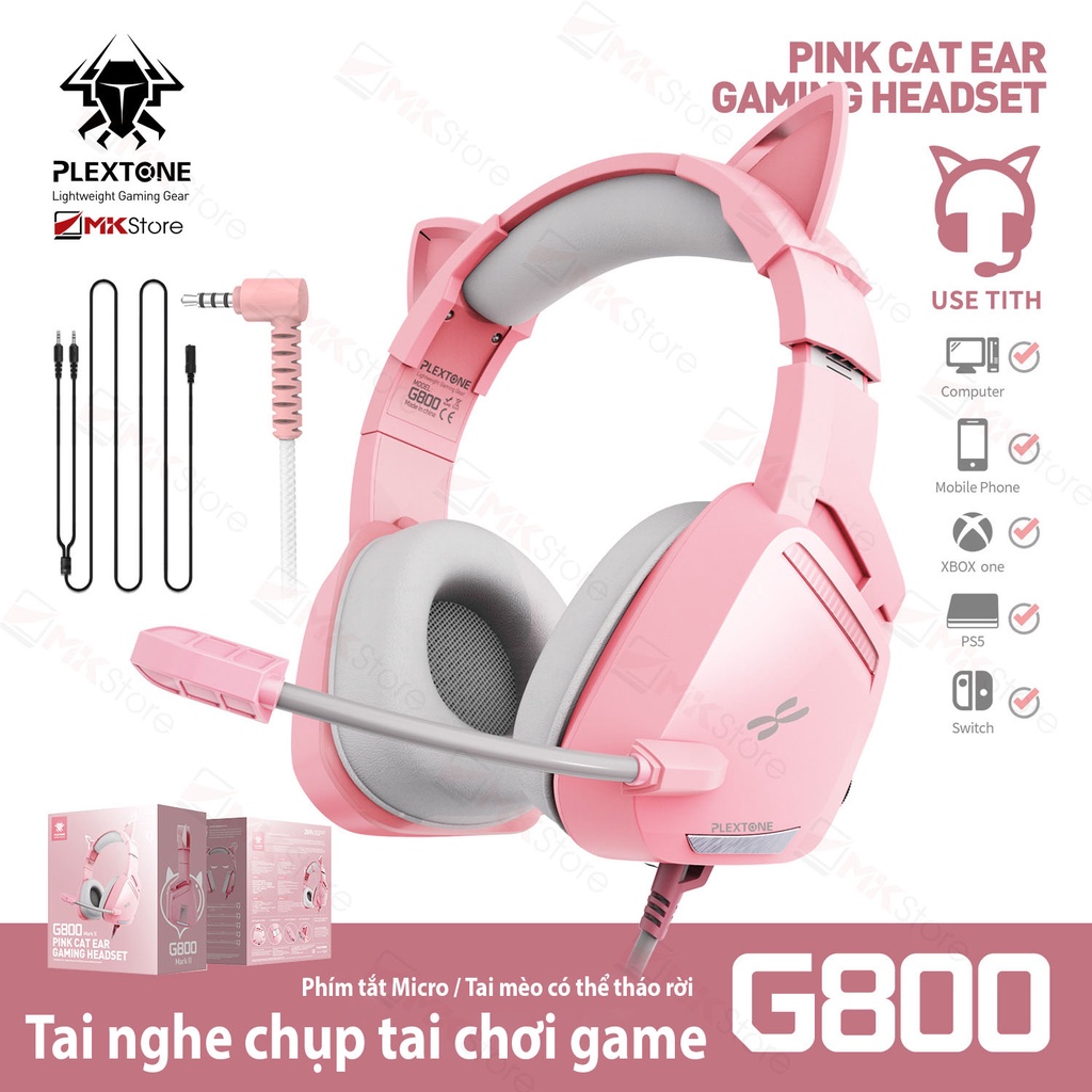Tai nghe chơi game PLEXTONE G800 cho PC / Mobile màu hồng