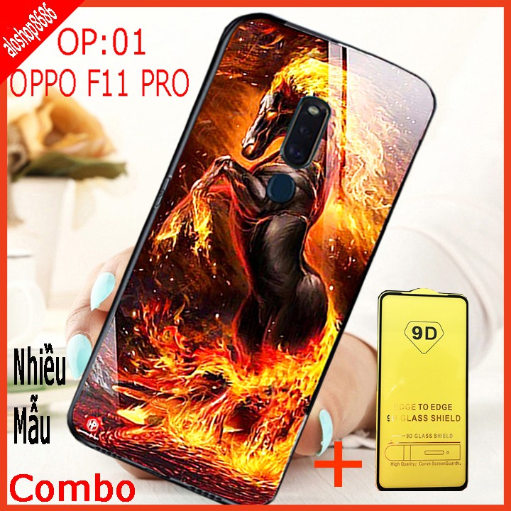 COMBO ốp lưng KÍNH 3D OPPO F11 PRO SANG TRỌNG, TRẺ TRUNG (TẶNG KÈM 1 kính cường lực FULL màn hình ) EDUCASESHOP