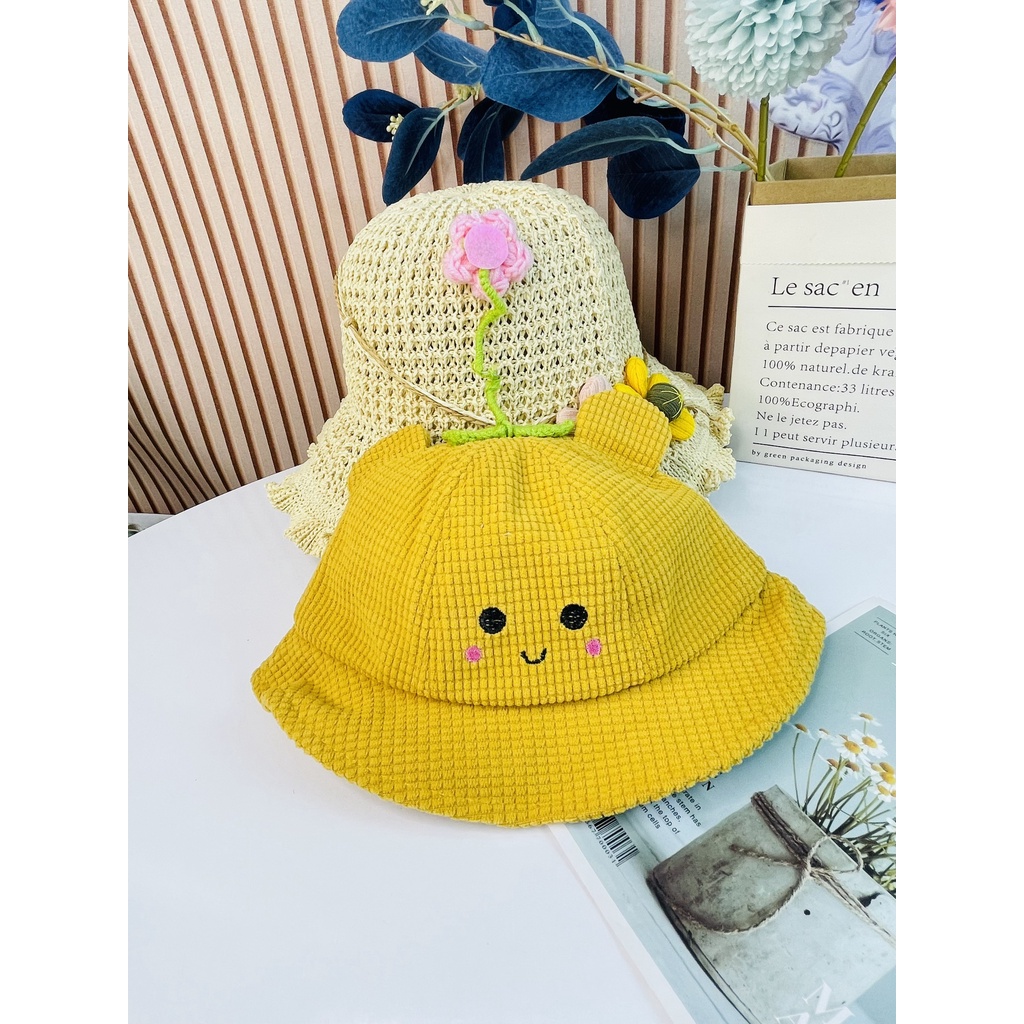Mũ nón rộng vành đính hoa trên đầu siêu cute dành cho bé trai, bé gái - Hàng Quảng Châu (M26)