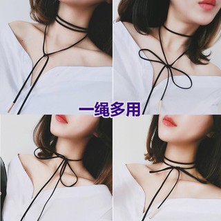 Vòng cổ choker 2 tầng thắt nơ cho nữ