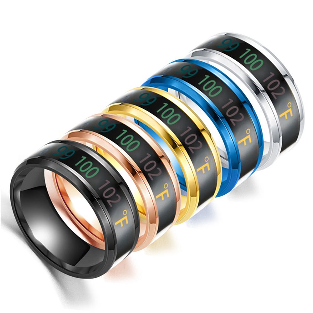 Nhẫn Đo Nhiệt Độ Điện Tử Thông Minh Bằng Thép Không Gỉ Nhiều Màu Sáng Tạo Cho Nam Và Nữ