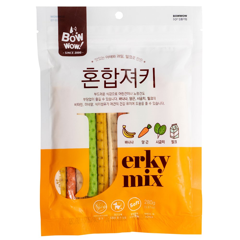 BowWow Jerky Mix_Que bánh thưởng hỗn hợp cho chó gói 280g