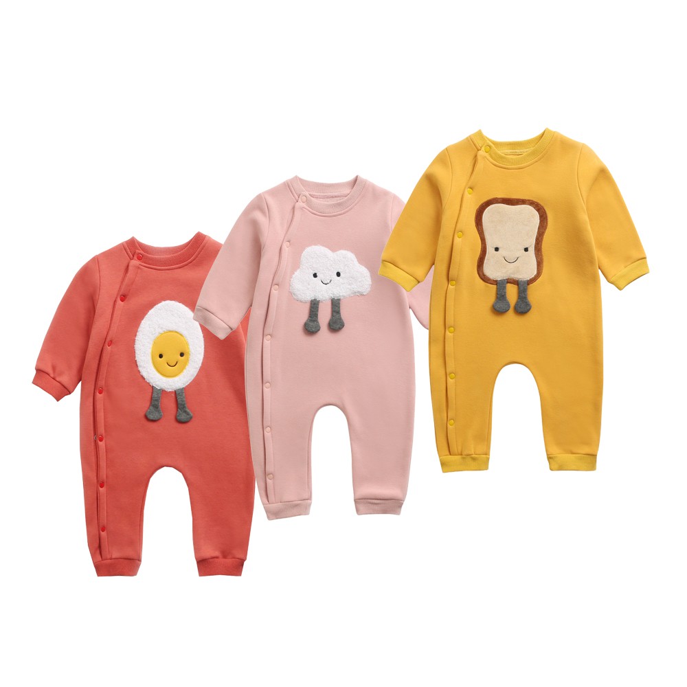 Áo Liền Quần Sanlutoz Tay Dài Bằng Vải Cotton Họa Tiết Hoạt Hình Thời Trang Cho Bé