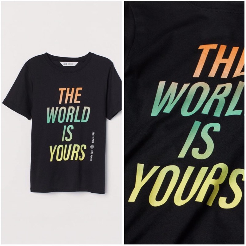 Áo phông bé lớn The world is yours săn sale Uk sz  10-12y