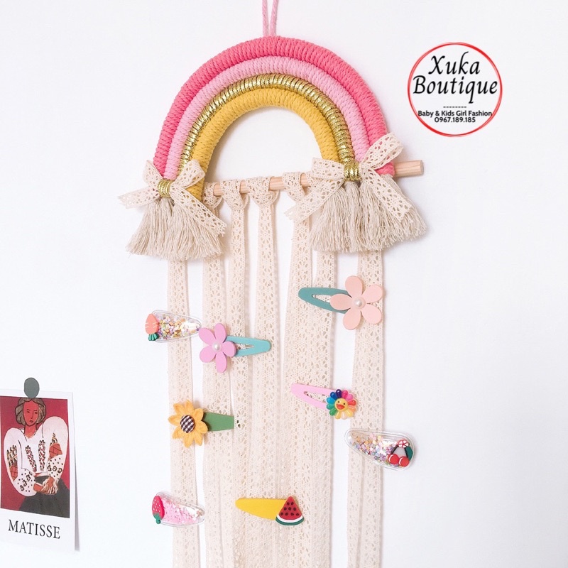 Phụ Kiện Treo Kẹp Tóc Cho Bé Hình Cầu Vồng Màu Sắc Đẹp Mắt Thích Hợp Trang Trí Phòng Bé Gái