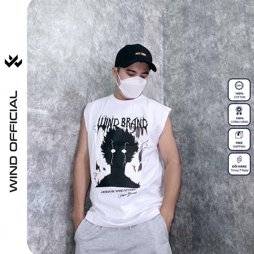 Áo thun ba lỗ form rộng WIND unisex sát nách Anime tanktop thời trang nam nữ oversize
