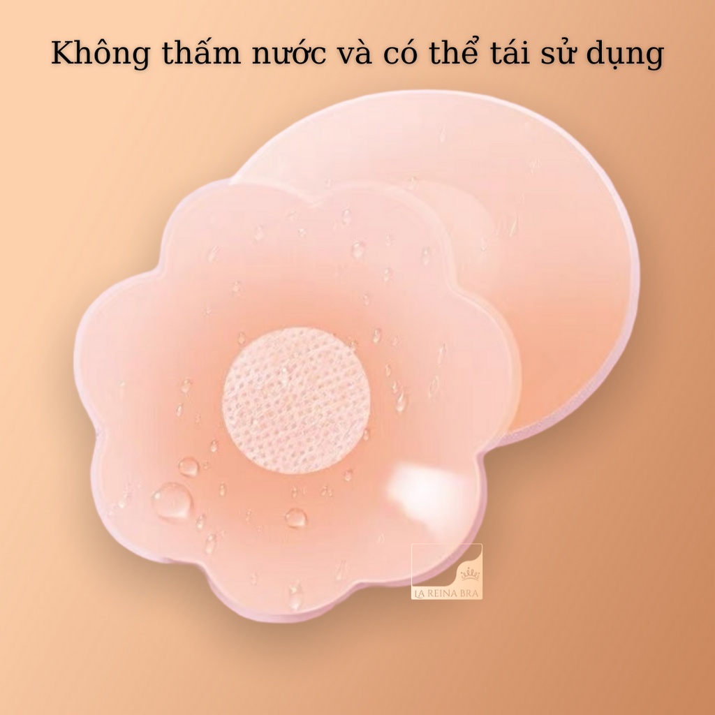 MIẾNG DÁN nhũ hoa LA REINA BRA - LRDN003 bằng silicon siêu mềm siêu dính chặt - Hộp 5 đôi