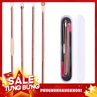 Bộ 4 cây nặn mụn chuyên nghiệp- Nhíp nặn mụn được làm từ thép không gỉ