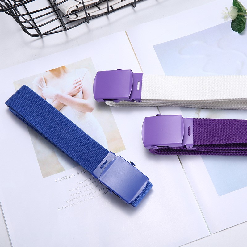 Thắt lưng nữ vải canvas bản nhỏ mặt vuông thời trang cao cấp sành điệu cá tính trẻ trung năng động TL05
