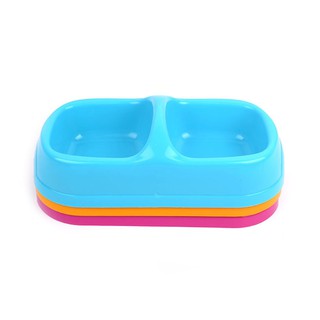 Chén nhựa đôi vuông nhỏ cho chó mèo