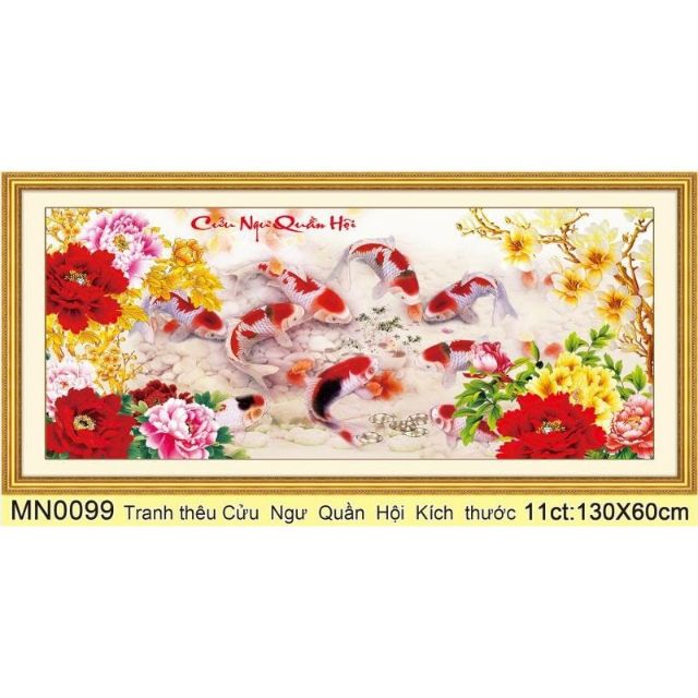 Tranh thêu cửu ngư quần hội mn0099 ( 130x69) mn0100 (180x80) 223217 22 3214 223142 222999 223217 222560 223039