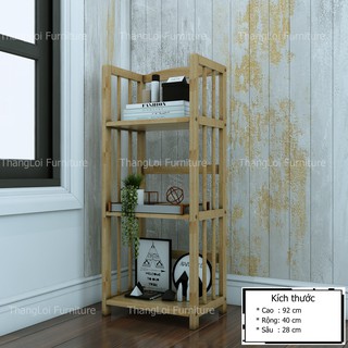 Kệ sách gỗ , kệ đa năng gỗ cao su 3 tầng x 40cm