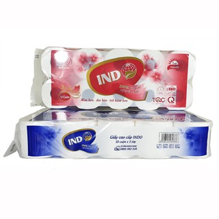 (COMBO 2 BỊCH) Giấy Vệ Sinh INDO Hoa Anh Đào (10 Cuộn*3 Lớp)