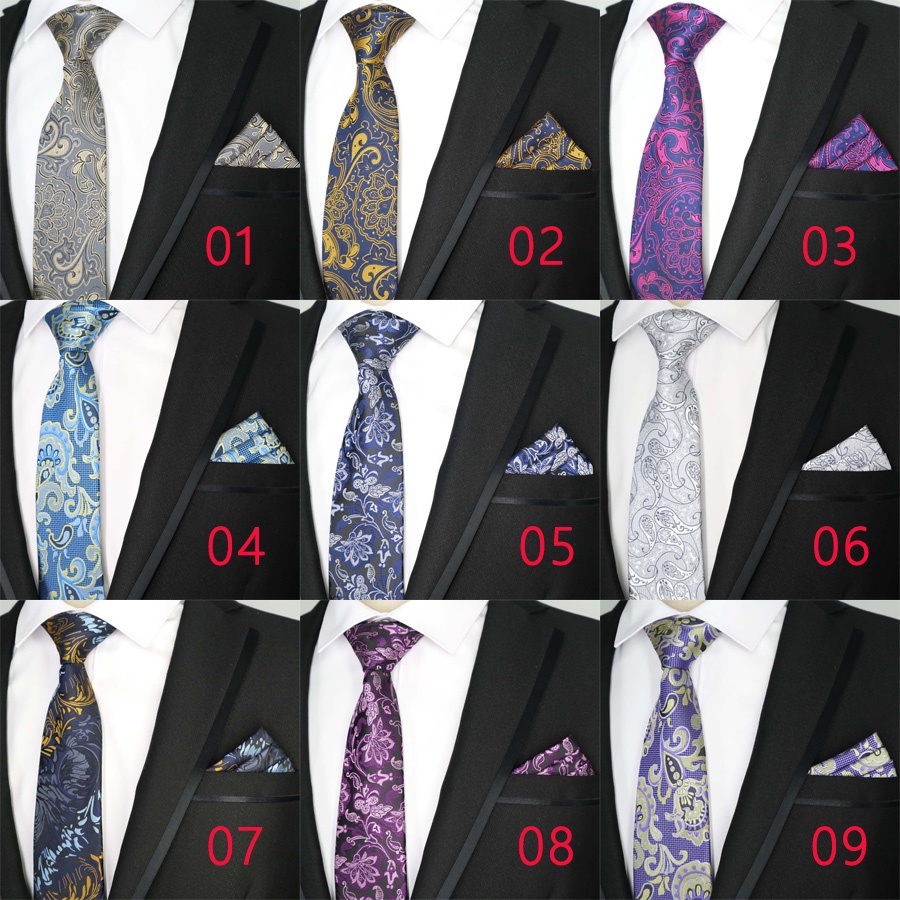 Cà Vạt Lụa 100% Kèm Khăn Tay Thời Trang Lịch Lãm Cho Nam