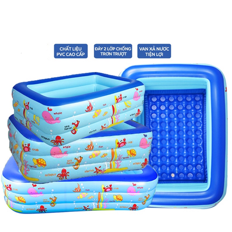Bể bơi cho bé, hồ bơi phao trẻ em HERO KIDS cao cấp loại dày, đầy đủ kích thước 1m2, 1m5, 1m8, 2m1, 2m6