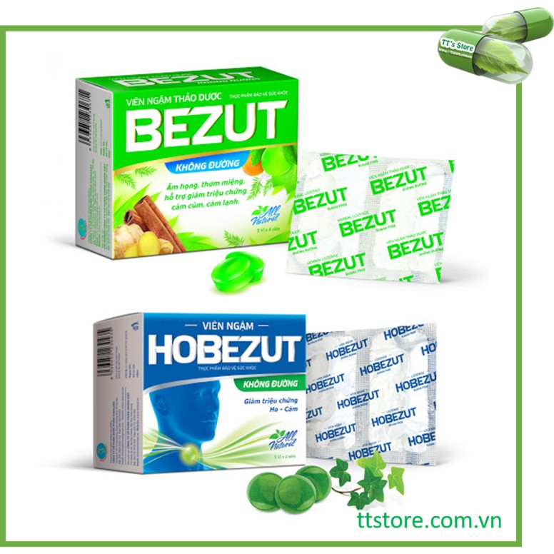 Viên ngậm ho thảo dược Bezut Không đường (Hộp 20 viên) [Hobezut, ho bezut, bezuf]