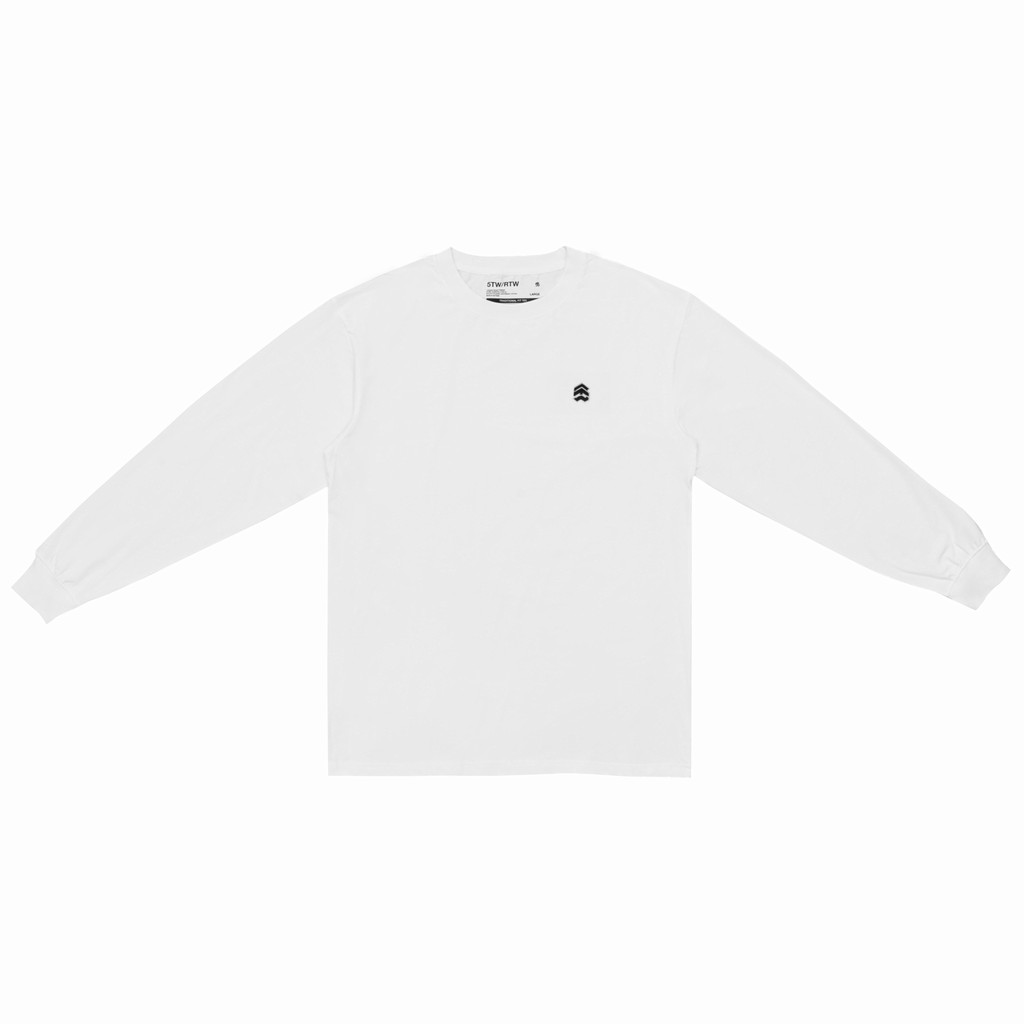 5THEWAY Áo Thun Tay Dài Trắng Logo Đen 5TW/RTW Traditional Fit Tee