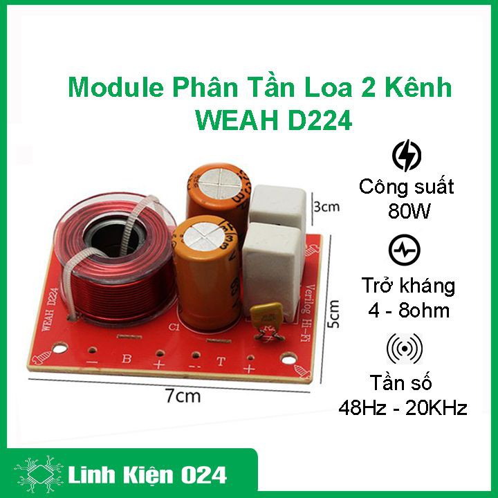 Module phân tần loa 2 kênh 48Hz-20Khz 80W