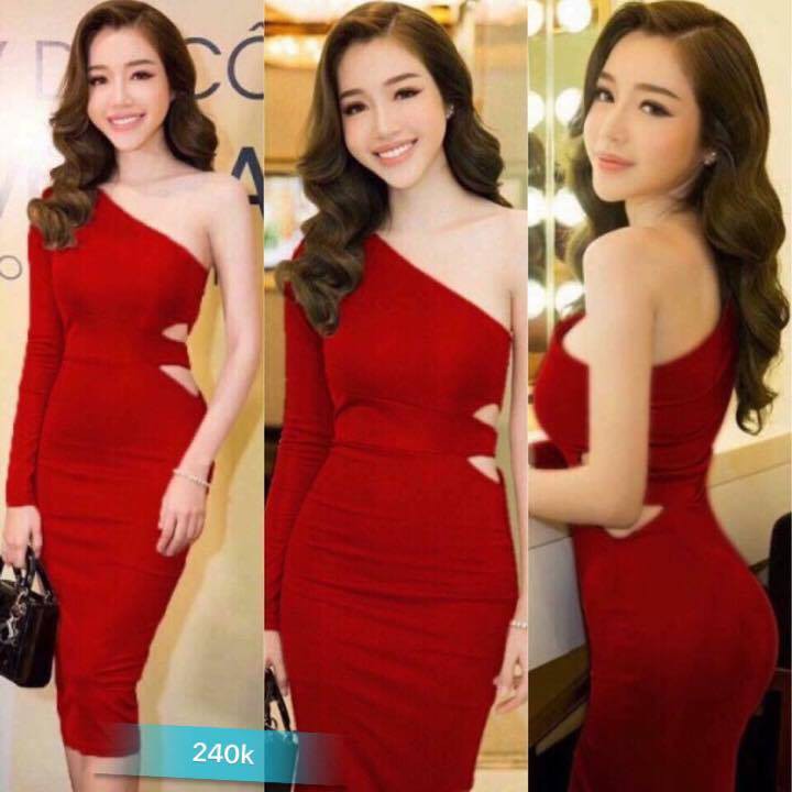 Đầm body lêch vai hở eo