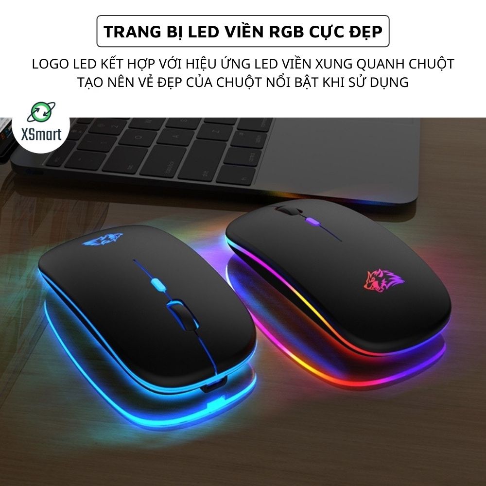 Chuột Bluetooth Gaming Không Dây X15 + Lót Chuột Thiết Kế Siêu Mỏng, Led Rgb Cực Đẹp Dùng Cho Máy Tính, Điện Thoại, ipad