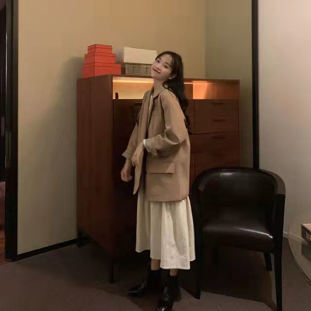 Set áo khoác vest và đầm tay dài thời trang thanh lịch cho nữ (Có bán lẻ)