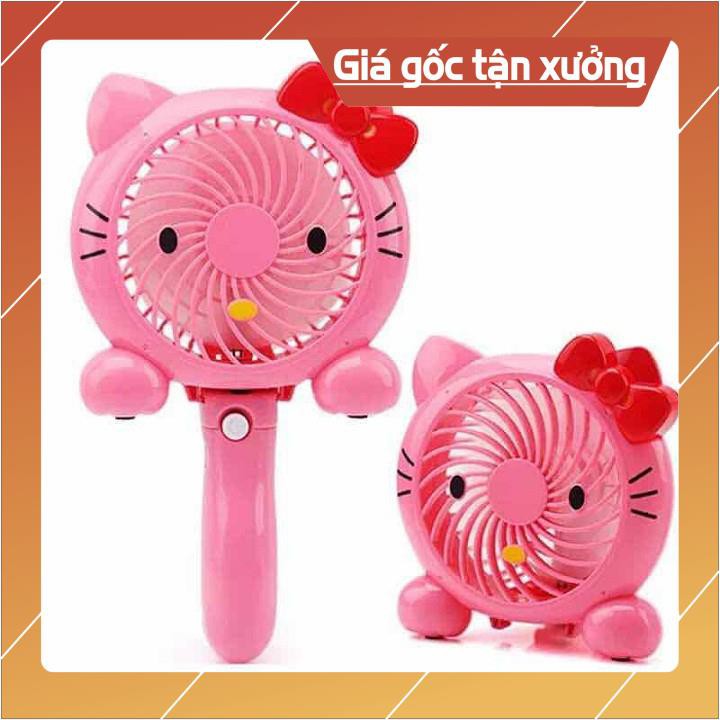 QUẠT GẬP CẦM TAY HELLO KITTY ĐÁNG YÊU, XINH XẮN CÓ CHÂN ĐẾ, CÓ SẠC, CÓ ĐÈN LED