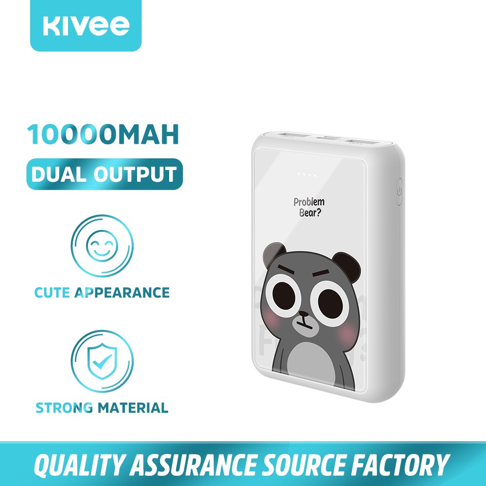 Kivee Pi52 10000mah Power Bank Cute Cartoon Pattern Dual USB Power Bank