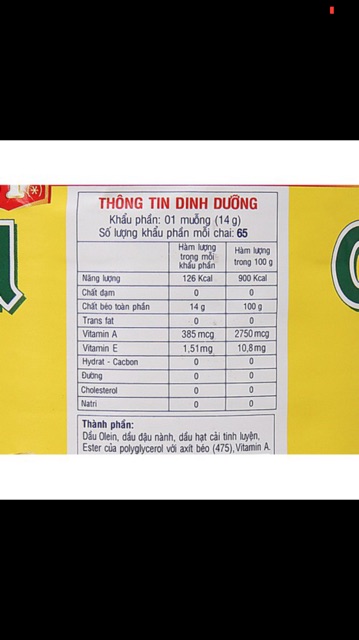 Dầu thực vật Tường An Cooking oil chai 1 lít