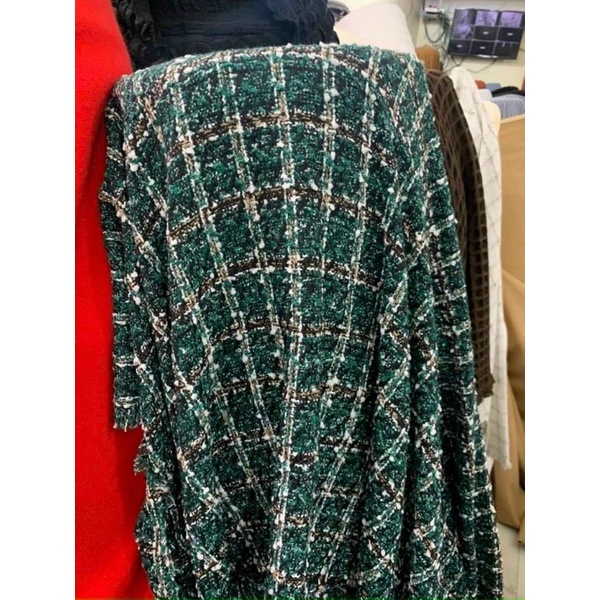 vải dạ tweed xanh lá