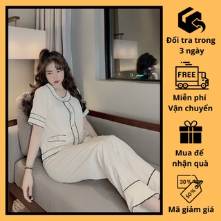 Đồ bộ mặc nhà, pijama, đồ ngủ nữ lụa mango cao cấp - kiểu dáng tiểu thư sang trọng