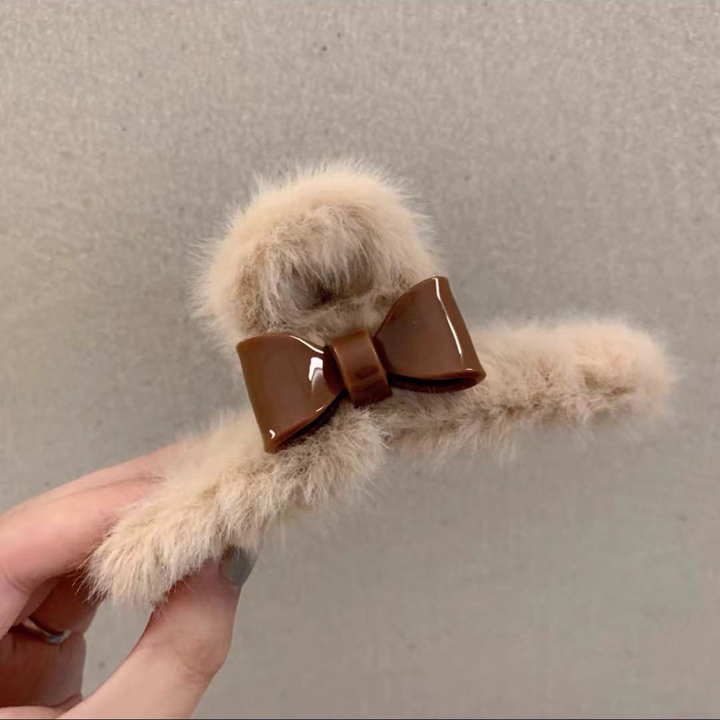 Kẹp bấu tóc vải bông đính nơ lớn thời trang thu đông mới