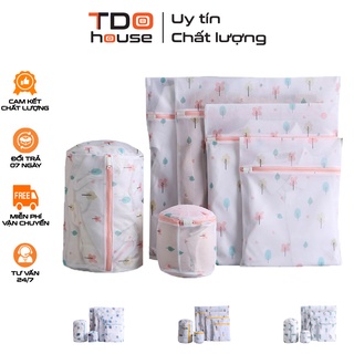 Túi giặt đồ cao cấp 2 lớp dày dặn họa tiết, túi lưới giặt quần áo, áo ngực, quần lót, vớ có khóa kéo chắc chắn