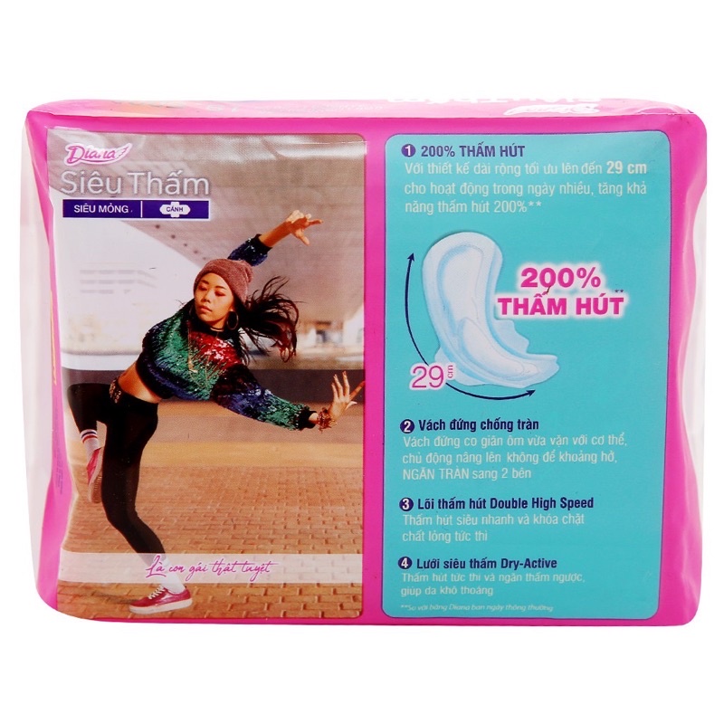 [Chính Hãng 29cm] Lốc 6 gói Băng Vệ Sinh Diana siêu thấm siêu mỏng cánh NGÀY NHIỀU 29cm 6 miếng/gói