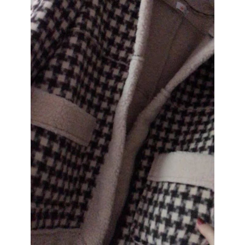 (Sẵn) Áo khoác dạ hoạ tiết caro basic Hàn Quốc lót lông cừu siêu xịn hàng Quảng Châu (ảnh thật cuối)