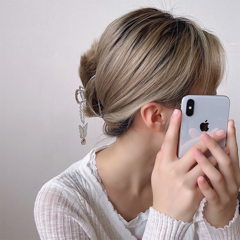 Kẹp Tóc Kim Loại Mặt Hình Bướm Phong Cách Hàn Quốc